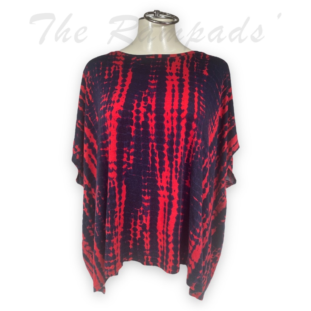 MICHAEL Michael Kors Red and Blue Lose-fit Blouse Size Small